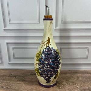 Tabletops Unlimited Merlot Cruet Cream Purple Hand Painted Grape Vine Ceramic